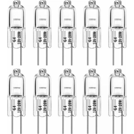 Ampoules halogènes G4 20W 12V T3 JC Type 2 broches de remplacement de la base pour le paysage sous le meuble Puck Light Track Lighting Dimmable (10Pack) (1/4)