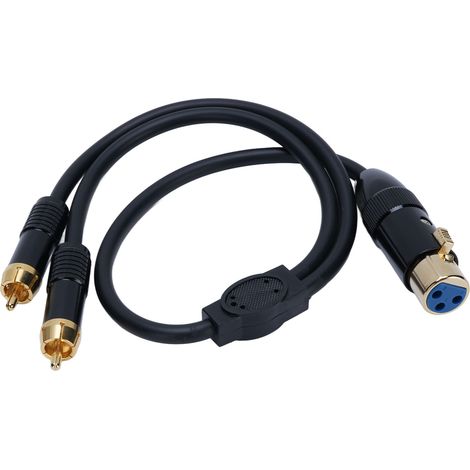 Câble répartiteur stéréo XLR femelle en Y de 50 cm (1,6 pi) avec adaptateur XLR femelle vers 2 prises RCA pour amplificateur, enregistreur, haut-parleur et table de mixage TV (1/5)