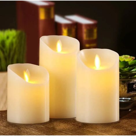Lot de 3 lumières LED sans flamme alimentées par batterie pour décoration de fête, jardin, mariage (1/3)