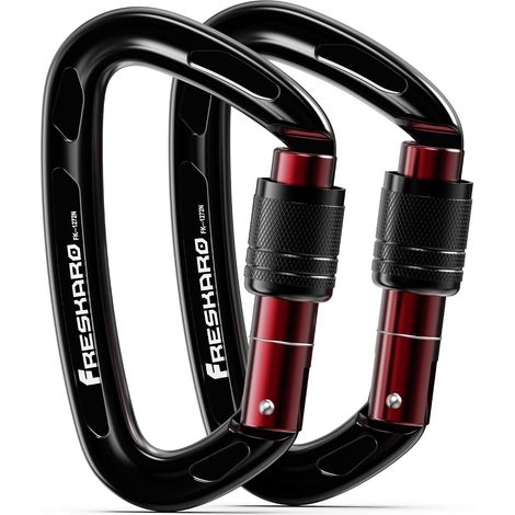 Mousqueton d’Escalade, mousquetons en Aluminium, Mousqueton à vis, 25kN-2550kg, Double Verrouillage torsadé, Solide, pour Laisse de Chien, Pompier, hamac, Porte-clés (1/5)