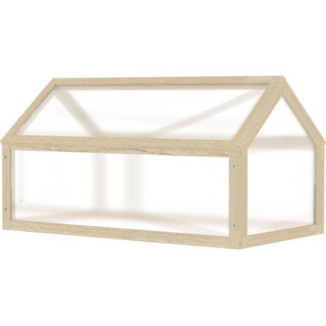 Frühbeet aus Holz, Mini Gewächshaus 90 x 52 x 49,5 cm, Treibhaus mit Abdeckung, lichtdurchlässig Frühbeetkasten, winterfest Hochbeet für Garten, Balkon, Naturholz Aosom (1/5)