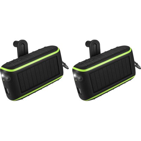 2X Chargeur Solaire, Chargeur de Téléphone Portable à Manivelle 8000mAh 2 USB Banque D'Alimentation (1/4)
