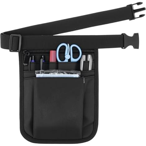 Ceinture porte-outils médicale, sac de rangement pour infirmière, pochette pour ciseaux à la taille, trousse de soins, noir, 25 x 18 cm (1/4)