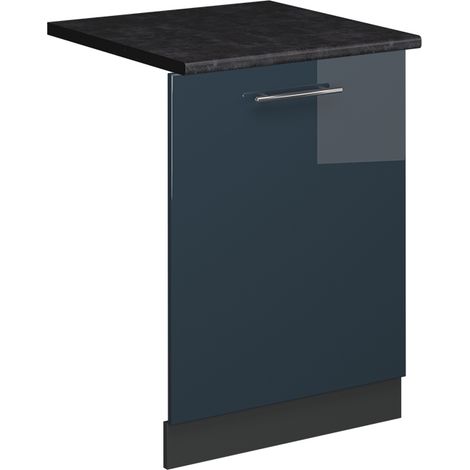 Façade de lave-vaisselle Fame-Line, Bleu foncé brillant, 60cm , PT Anthracite, Vicco