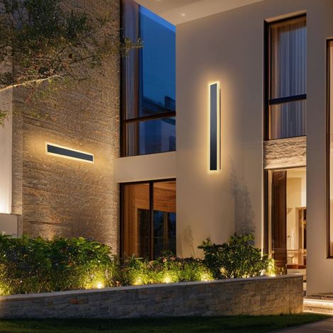 Applique murale exterieure 600mm bande LED moderne IP65 etanche anti-rouille 3000K blanc chaud porche terrasse garage (1/5)