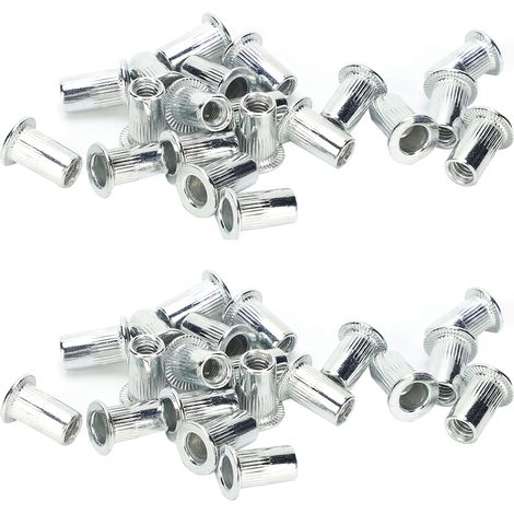 Kit de 2 écrous à sertir à extrémité ouverte, insert fileté creux, quincaillerie de fixation, fournitures industrielles M4x20 (1/5)