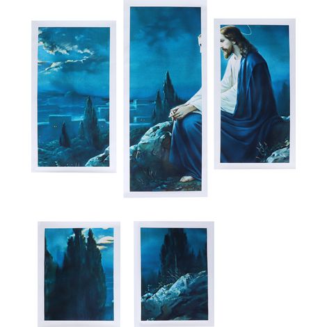 Lot de 5 tableaux sans cadre représentant Jésus, à suspendre au mur, pour la décoration intérieure. (1/5)