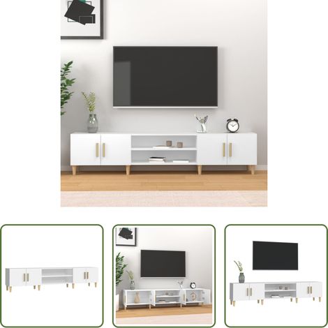 vidaXL Meuble de salle de séjour - Meuble TV Blanc 180x31,5x40 cm Bois d'ingénierie (1/5)