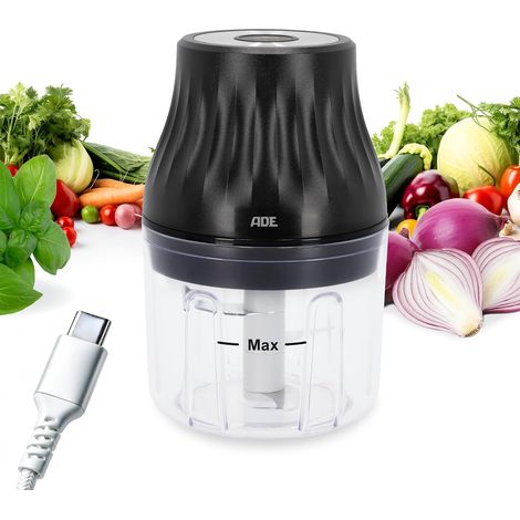 Mini hachoir électrique sur batterie robot cuisine sans fil mixer avec cable USB mixeur hachoir pour légumes, fruits, viande, herbes idéal pour les petites quantités 150 ml (1/5)