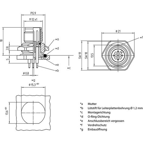Lutronic 1234 Sensor-/Aktor-Einbausteckverbinder M12 Stecker, Einbau  Polzahl Sensoren: 4 1 St.