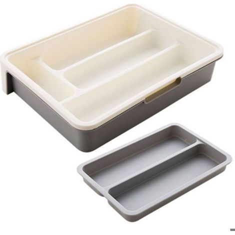 Plateau Rétractable À Tiroir - Organisateur D'ustensiles - 23,5 À 40 Cm Réglable - 4 Positions Range-Couverts - 1 Pièce (1/5)