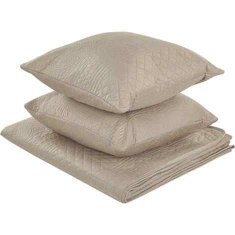 Tagesdecke mit Kissen SHUSH 140 x 210 cm Taupe