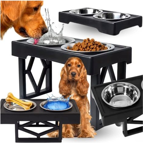 2 comederos para perros y gatos, mesa ajustable grande de metal antideslizante