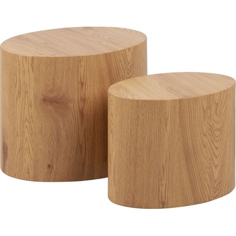 Conjunto de mesas auxiliares Norsica 587, Roble salvaje, 40x33x48cm, Diámetro: 0, MDF, Ovalada