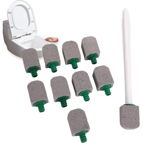 Lot de 10 pierres ponces de rechange pour WC avec poignée, bâtonnets détartrants pour cuvette et sanitaires (1/5)