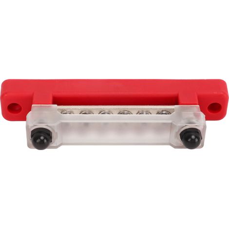 Set aus 2 Stromverteilerschienen (48 V, 150 A), 6 Klemmen mit Abdeckung, M6- und M4-Schrauben, für Auto, Wohnmobil, Boot, Rot (1/5)
