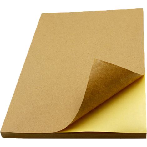 50 feuilles A4 papier kraft brun autocollant pour imprimante jet d'encre, étiquettes adhésives marron