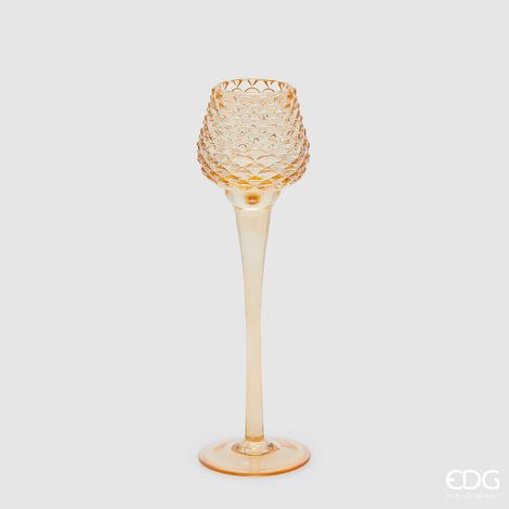 EDG Enzo De Gasperi Portacandela Calice Natale Pigna H 26 Cm D 7,5 Cm Amber
