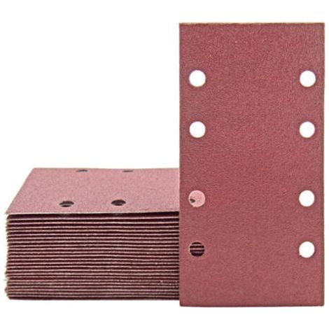 Lot de 30 feuilles abrasives 83 x 185 mm,Papier abrasif carré auto,agrippant 8 trous Grain 120,Idéal pour le ponçage, le polissage et l'élimination de la rouille