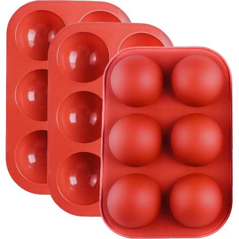 3 Moule Silicone Demi-Sphère, 6 Cavités, Antiadhésif, Pour Chocolat, Mousse, Pâtisserie (1/5)