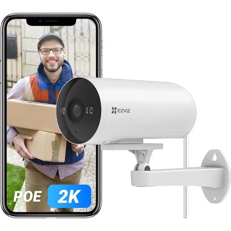 H5 POE 2K Caméra de Surveillance WiFi Extérieure avec Détection de Personne/véhicule, Vision Nocturne en Couleur, Alarme Sirène et Flash, Audio Bidirectionnel, H.265, IP67 (1/5)
