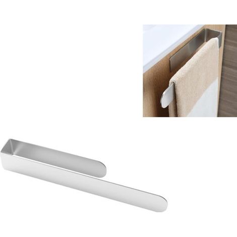 Toallero, Toallero de cocina, Toallero de baño de acero inoxidable, Toallero de baño, Toallero minimalista, Autoadhesivo, Acabado cepillado largo (1/5)