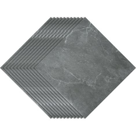 TolleTour Baldosas de suelo vinílico de PVC autoadhesivas, mármol gris, 11 unidades, 1 m², para baño, cocina y aseo