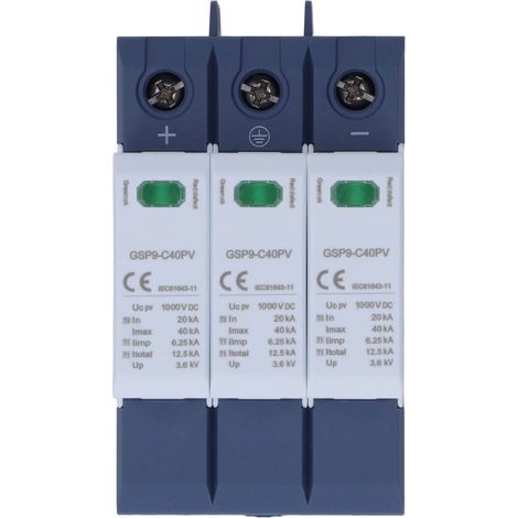 Ej.Life 40KA Niederspannungs-Ableiter 3P 1000VDC Fotovoltaik Überspannungsableiter Niederspannungsschutzvorrichtung für Niederspannungsnorm IEC EN 61643-11,GSP9-C40PV (1/5)