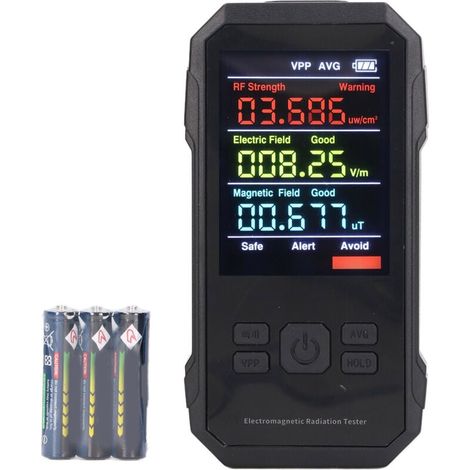 High frequency portable electromagnetic radiation detector, black color, with battery. (1/4)