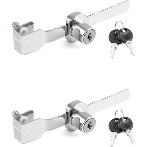 Filiyano-Verrou de porte coulissante, lot de 2 verrous pour tiroirs, présentoirs et serrures de sécurité avec 4 clés (1/5)
