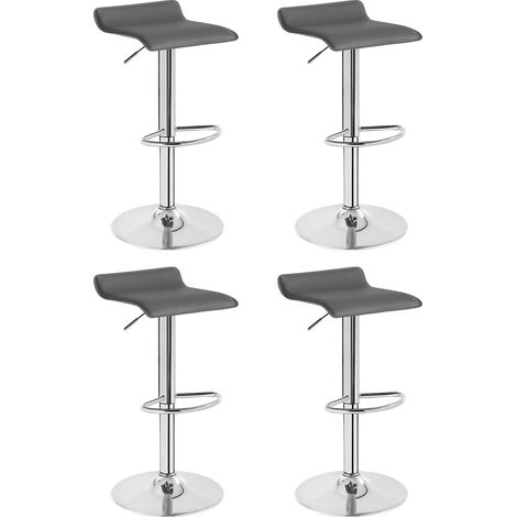 WOLTU Set di 4 sgabelli da bar in similpelle, sgabelli da bar girevoli, altezza regolabile, grigio (1/5)