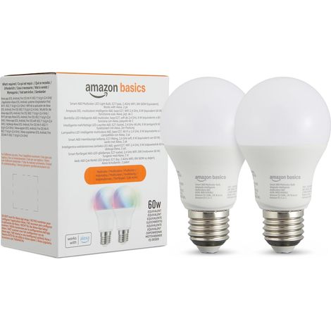 Smart Ampoule LED multicolore, culot E27, 8W (équivalent 60W), fonctionne avec Alexa uniquement, 2 pièce (1/5)