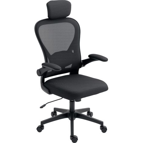 Fauteuil de Bureau Ergonomique Noir, Chaise en Maille Respirante avec Repose-Tête et Support Lombaire Ajustables (1/5)