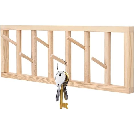 Generisch Support mural pour patères, crochet de rangement rustique peu encombrant Portemanteau mural en bois Pour entrée, salon, salle de bain, cuisine, bureau, appartement (1/5)