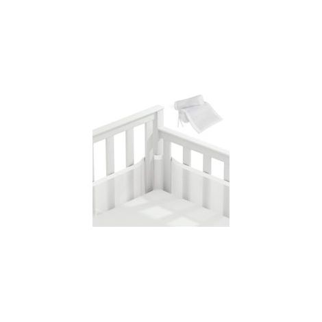 Protector de cuna de 340 x 30 cm – Forro de malla 3D transpirable – Garantiza una buena ventilación – Compatible con todas las cunas (1/5)