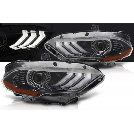Paire de feux phares Ford Mustang de 2018 a 2021 FULL LED DRL Noir-41359890 (1/4)