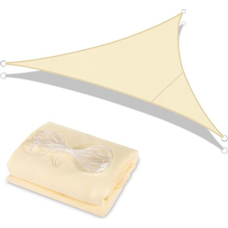 Voile D'Ombrage, 3 × 3 × 3 Mètres Étanche et Protection Solaire,Voile d Ombrage Triangulaire, Toile Ombrage Exterieur, Protection Contre Le Vent Et UV pour Le Balcon de Jardin, Beige (1/5)