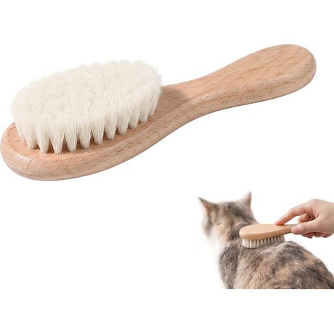 Cat and Dog Soft Bristle Grooming Comb for Removing Dead Hair and Soft Massage, Ideal for Kittens and Puppies, Ergonomic Wooden Handle, 14.5 x 3.8 cm (1/5)