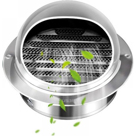 Grille d'Aération en Acier Inoxydable Rond avec Bouche Anti-insectes et Lamelles, Grille de Ventilation 150mm pour Mur Extérieur, Idéal pour Salle de Bains, Climatiseurs, Cuisine (1/5)