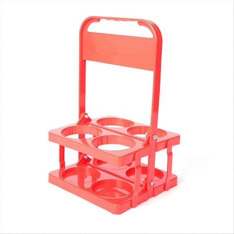 Porte-boissons pliable en plastique à 4 trous, avec poignée, rouge (1/5)