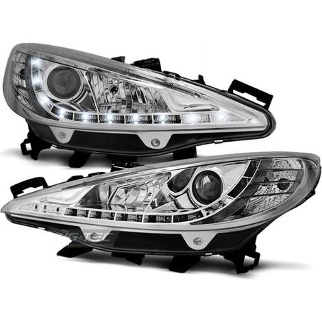 Paire de feux phares Peugeot 207 06-12 Daylight led chrome-27361719