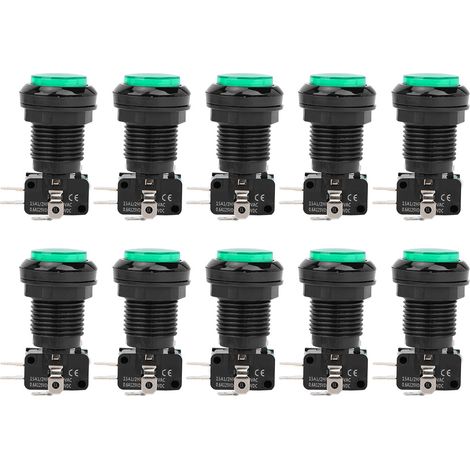 10 boutons poussoirs BERM auto‑reset 250V verts BEM‑Y33 pour machines à grue et consoles de jeux (1/5)