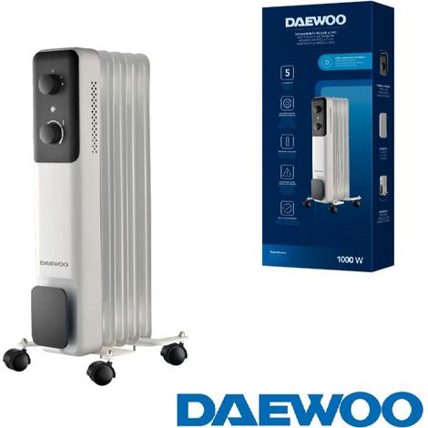 Radiador de aceite daewoo 5 elementos 1000w - 3 niveles - blanco/negro
