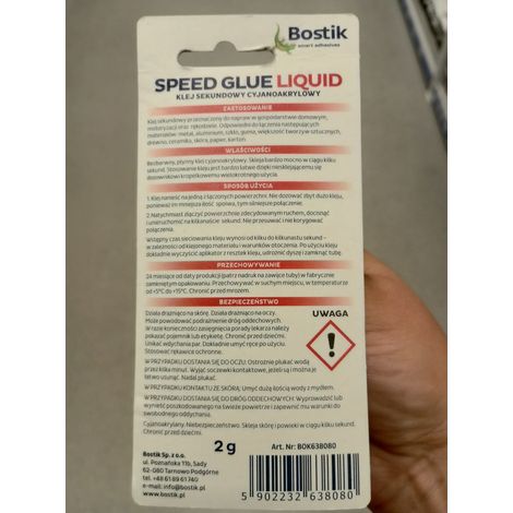 Colle cyanoacrylate, séchage rapide, en tube de 2g