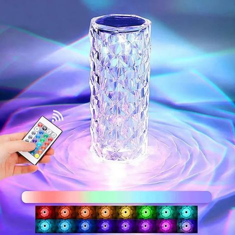 dirigéLampe de table en cristal diamant, lampe en cristal avec télécommande et commande tactile. (1/5)