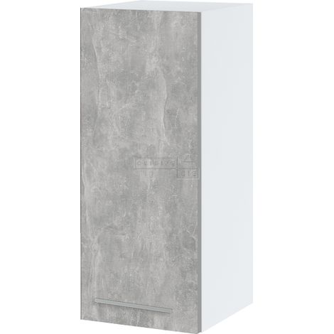 Meuble haut de cuisine Bellissi Beton Naturel 1 porte L 30 cm - Porte avec poignée apparente Grey (1/5)