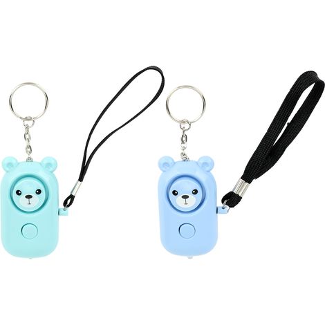 2PCS Alarme de Sécurité Style Ours, Dispositif de Protection Porte-clés pour Femmes, Enfants et Personnes Âgées - Bleu et Cyan (1/5)