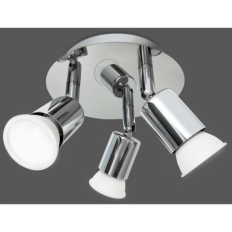 Plafonnier LED salle de bain spots plafond design IP44 GU10 3 spots (1/5)