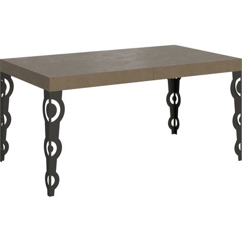 Table extensible Karamay Premium 160/420x90 cm avec pieds gris tourterelle et anthracite