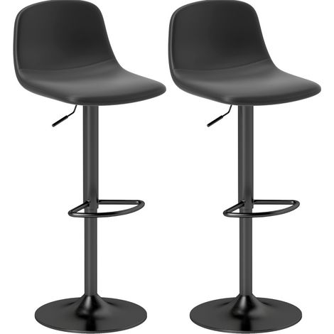 CHICFURN Juego de 2 taburetes de bar regulables 58-78 cm negros giratorios con respaldo (1/5)